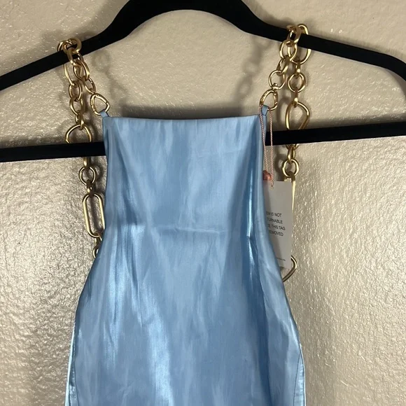 (SOLD) Cult Gaia Joey Chain Top Icy Blue - Picture 6 of 13